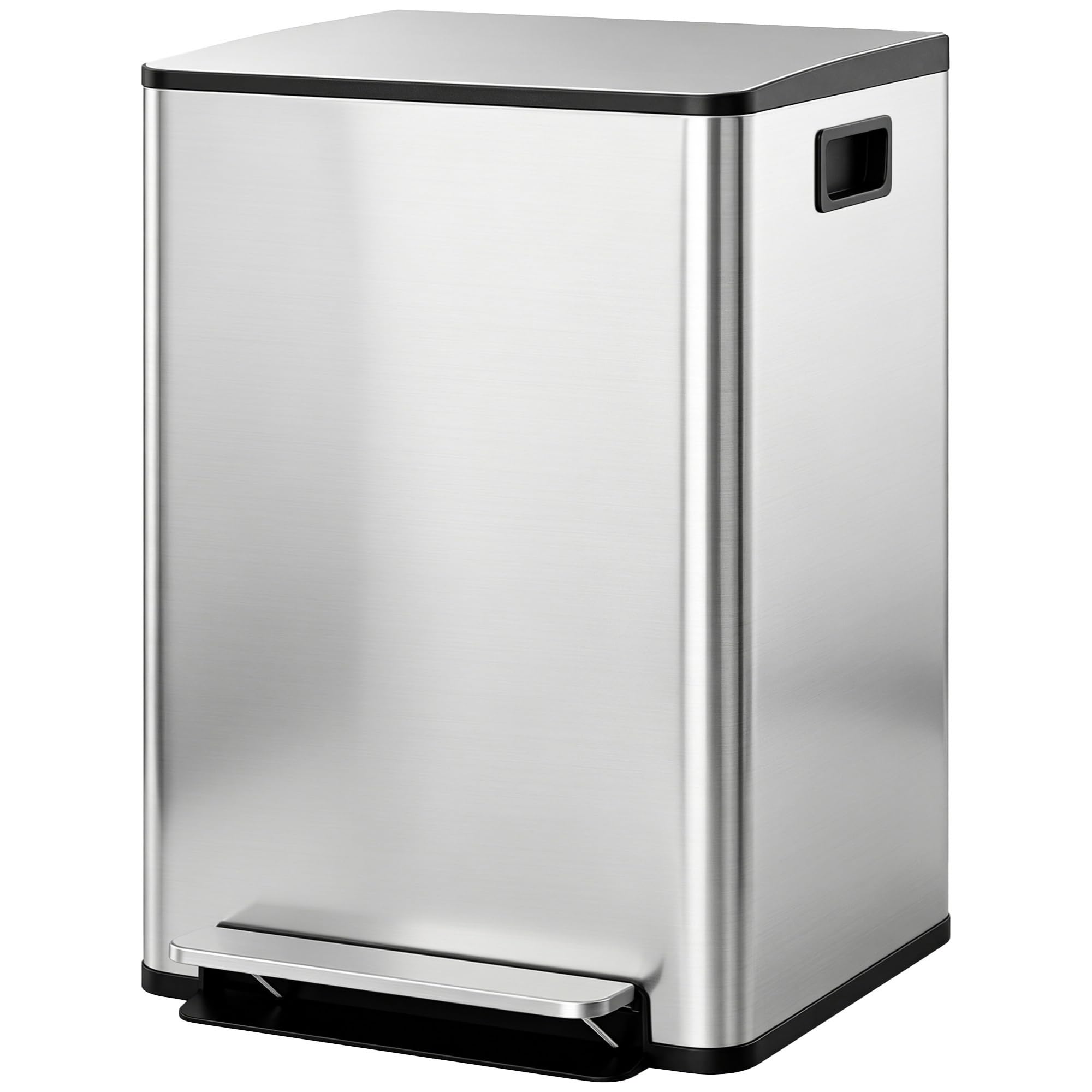 HOMCOM Dual Kitchen Bin 2 x 30L Stainless Steel Double Pedal Bin Silver