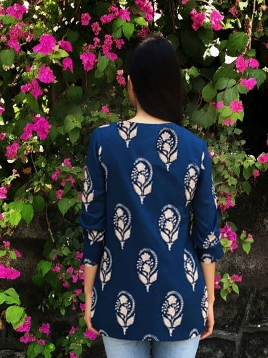 Image of Women's Short Kurti in Multicolor Rayon Cotton Blend | Ladies Ethnic Tunic | Office