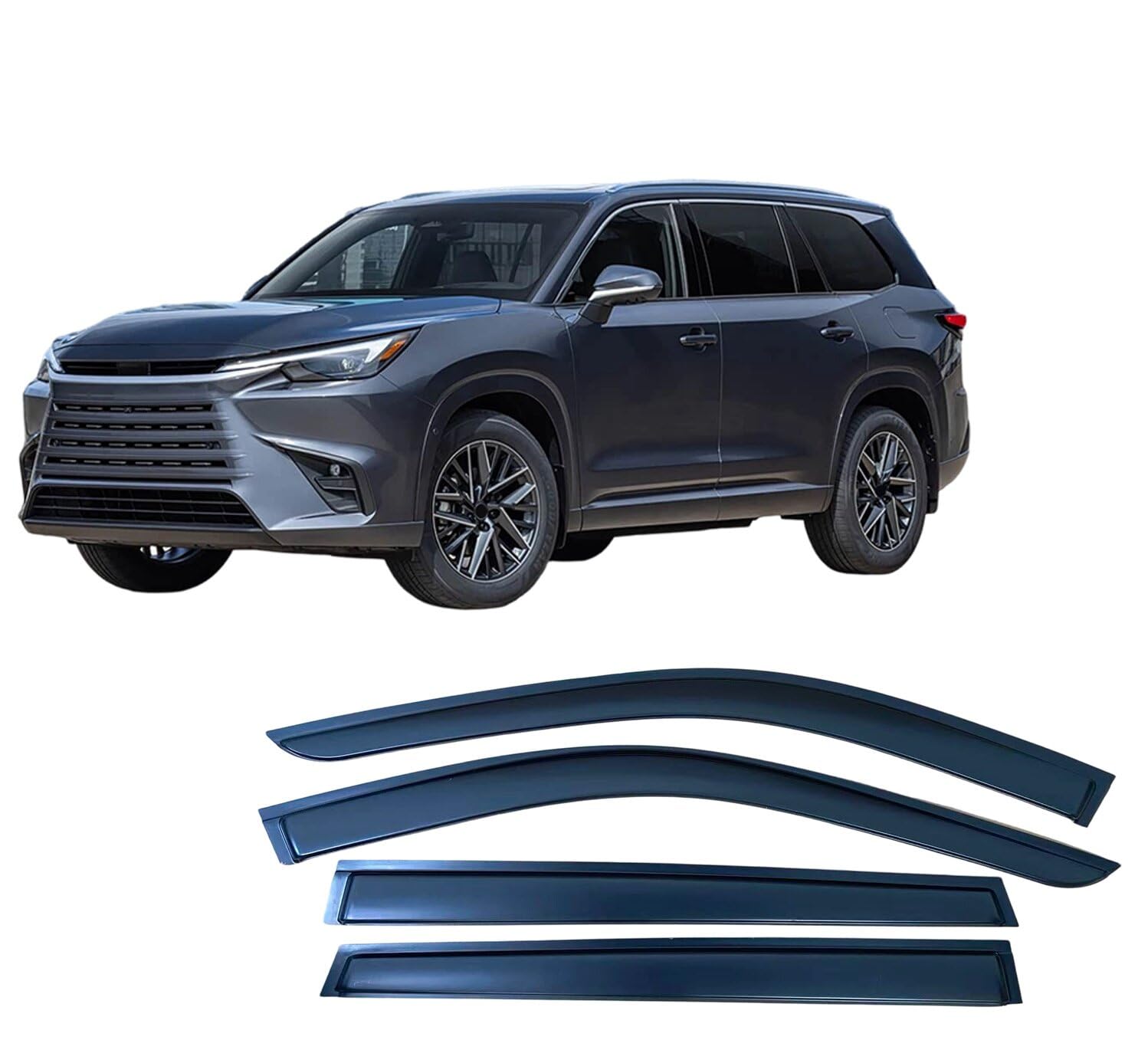 Liufangfc Normal Wind Deflectors For Lexus Tx350 2024-2026 – 4Pc Tape-On Smoked Visors, Weatherproof, Anti-Salt/Snow, Low-Noise