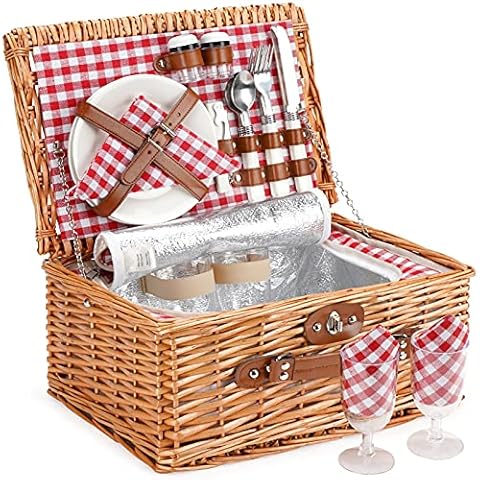 ZORMY Wicker Picnic Basket for 2 Cover