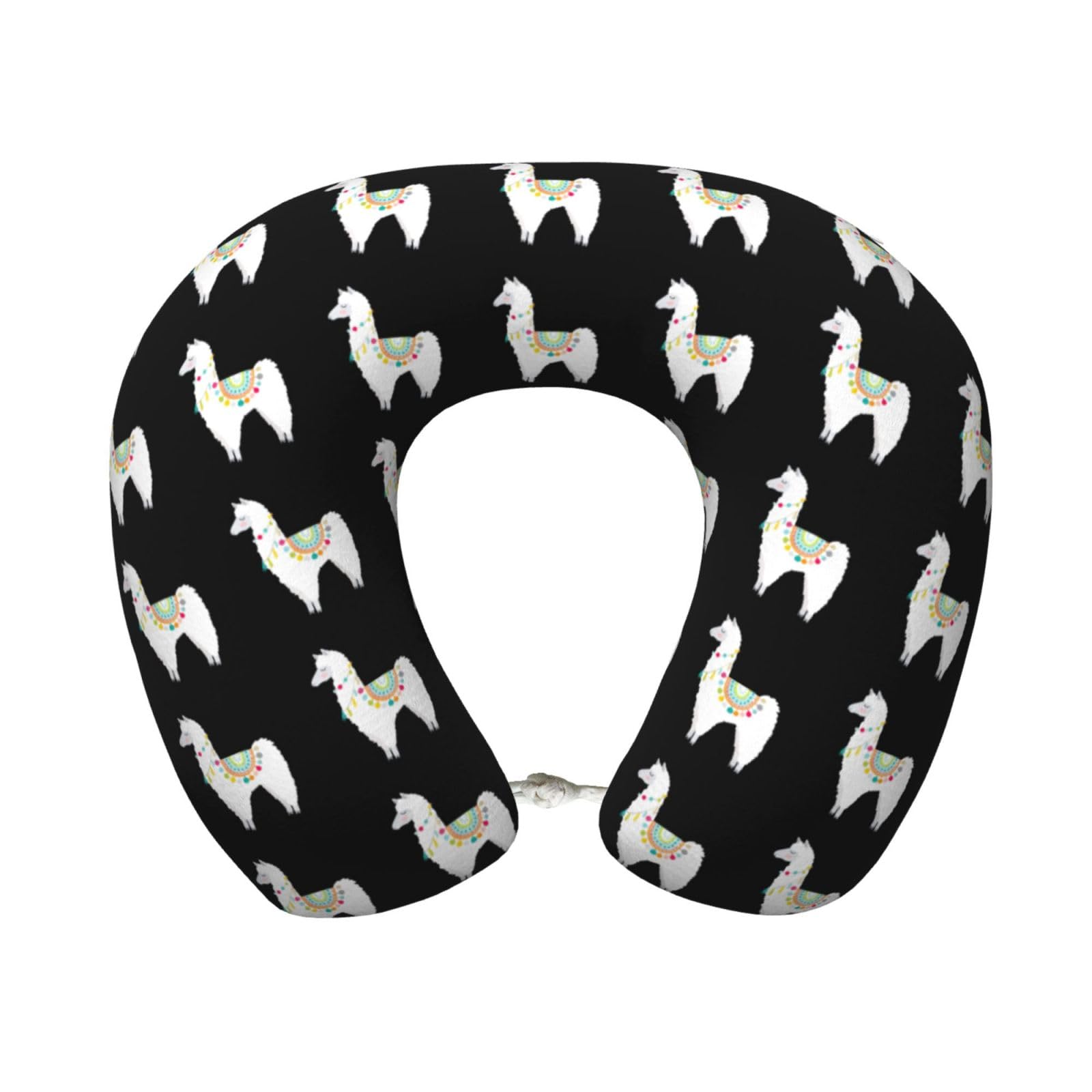 ASFgda U-Shape Memory Foam Llama Print Travel Pillow,Neck Support,Washable Cover For Airplane Car Home Office
