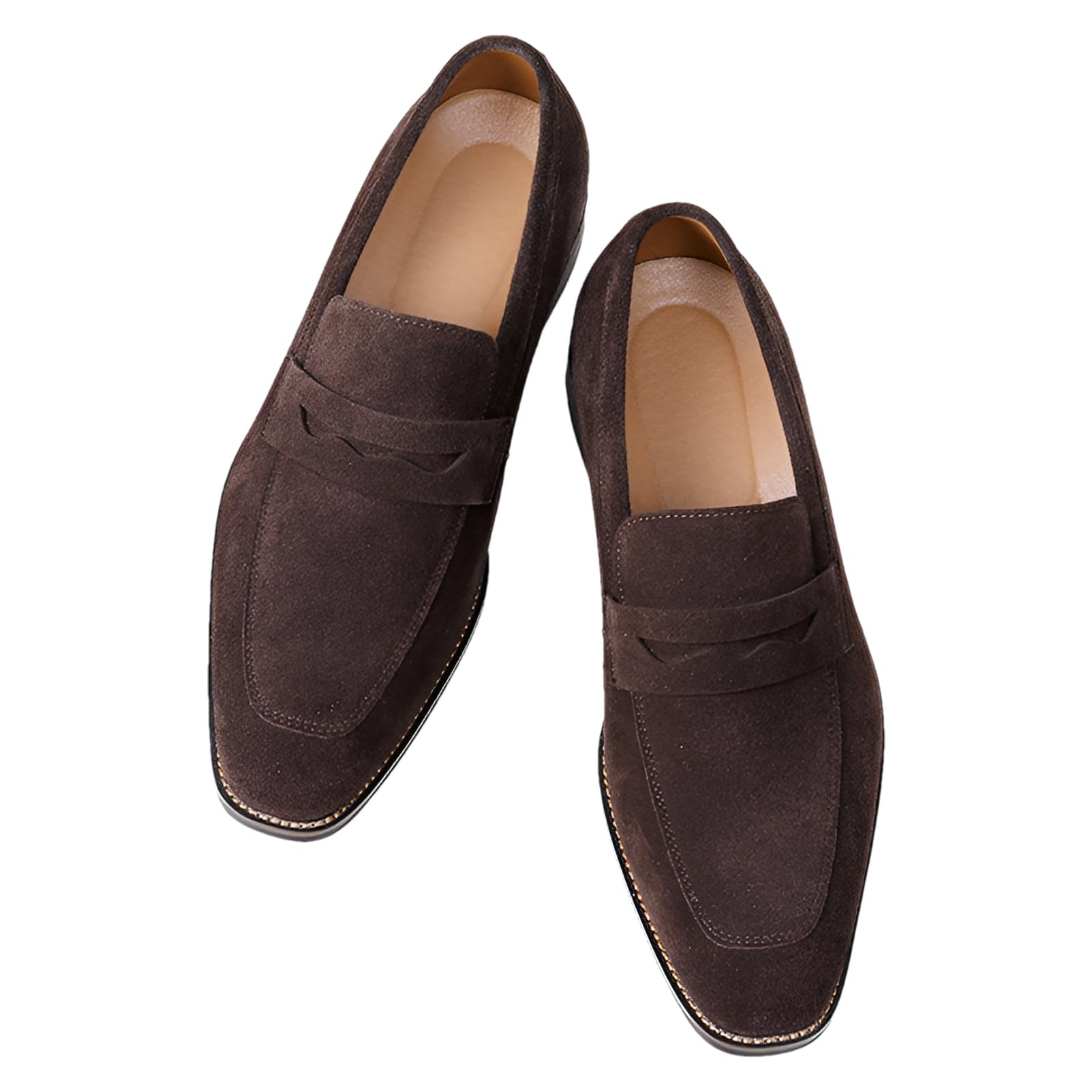 ANUFER Hommes Véritable Cuir en Daim Penny Mocassins Beau Slip-on Formel Chaussures Habillées