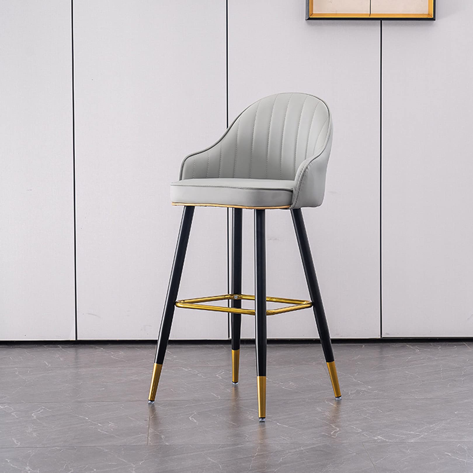 Tabourets de bar modernes en cuir synthétique gris pour salle à manger élégante