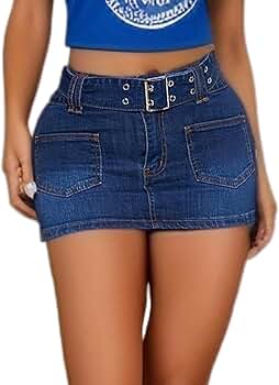 Amazon.com: cffvdiz Women's Sexy Mini Denim Skirt Y2K Low