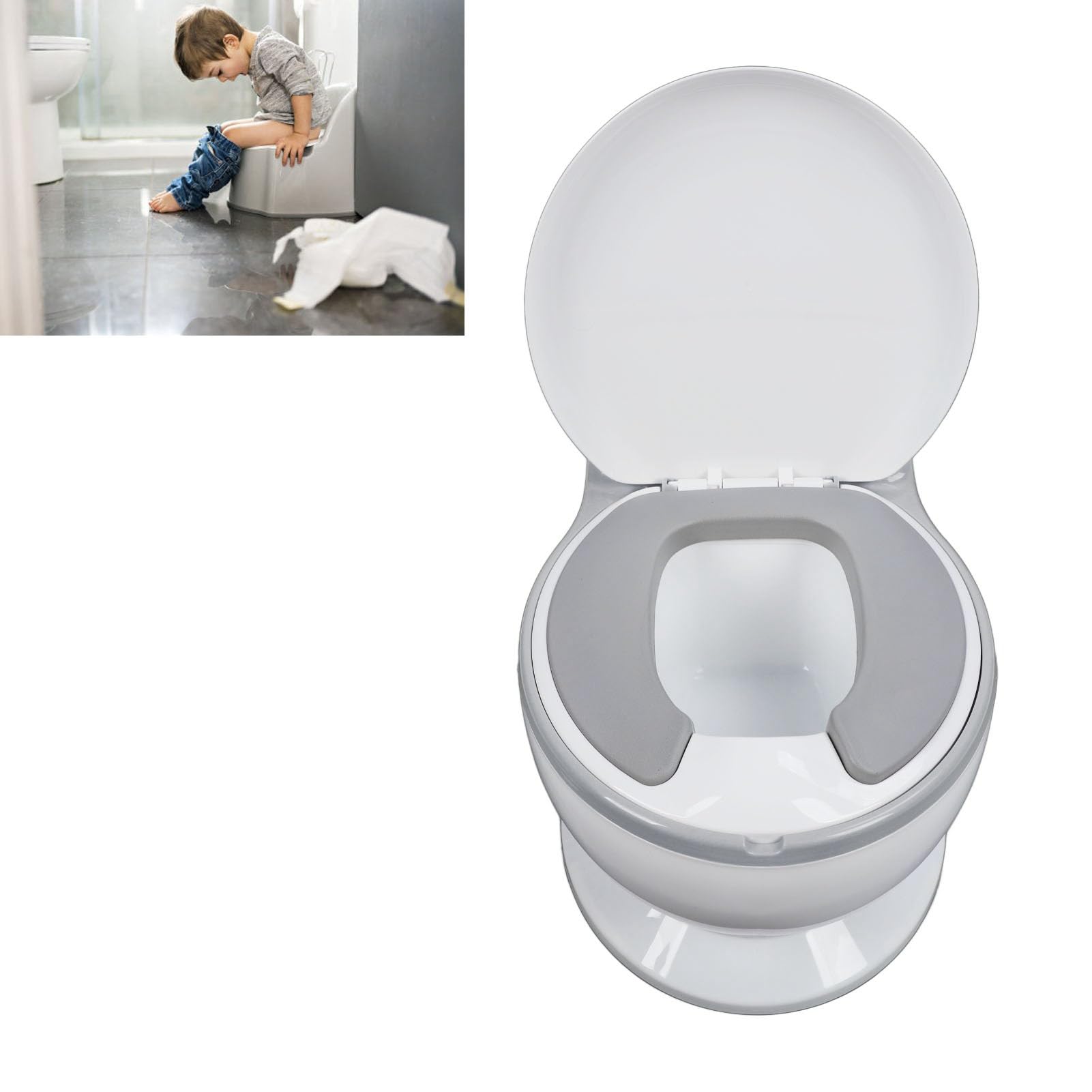 Dilwe Sedile per Vasino per Bambini, Comodo Vaso Leggero Rimovibile per un Uso Sicuro della Toilette a Misura di Bambino, in Plastica (GREY)