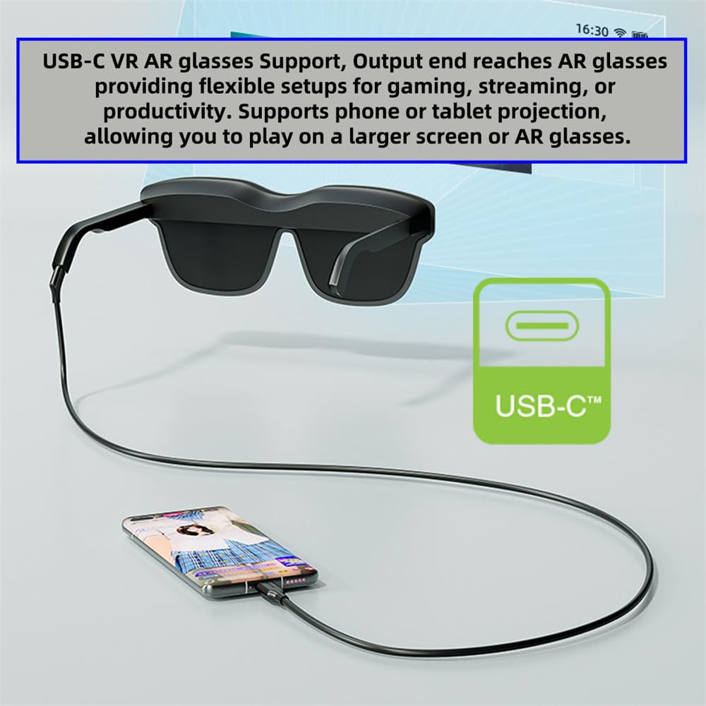 xiwai Cavo video per occhiali da tipo C a USB C, 200 cm, 135 gradi, ad