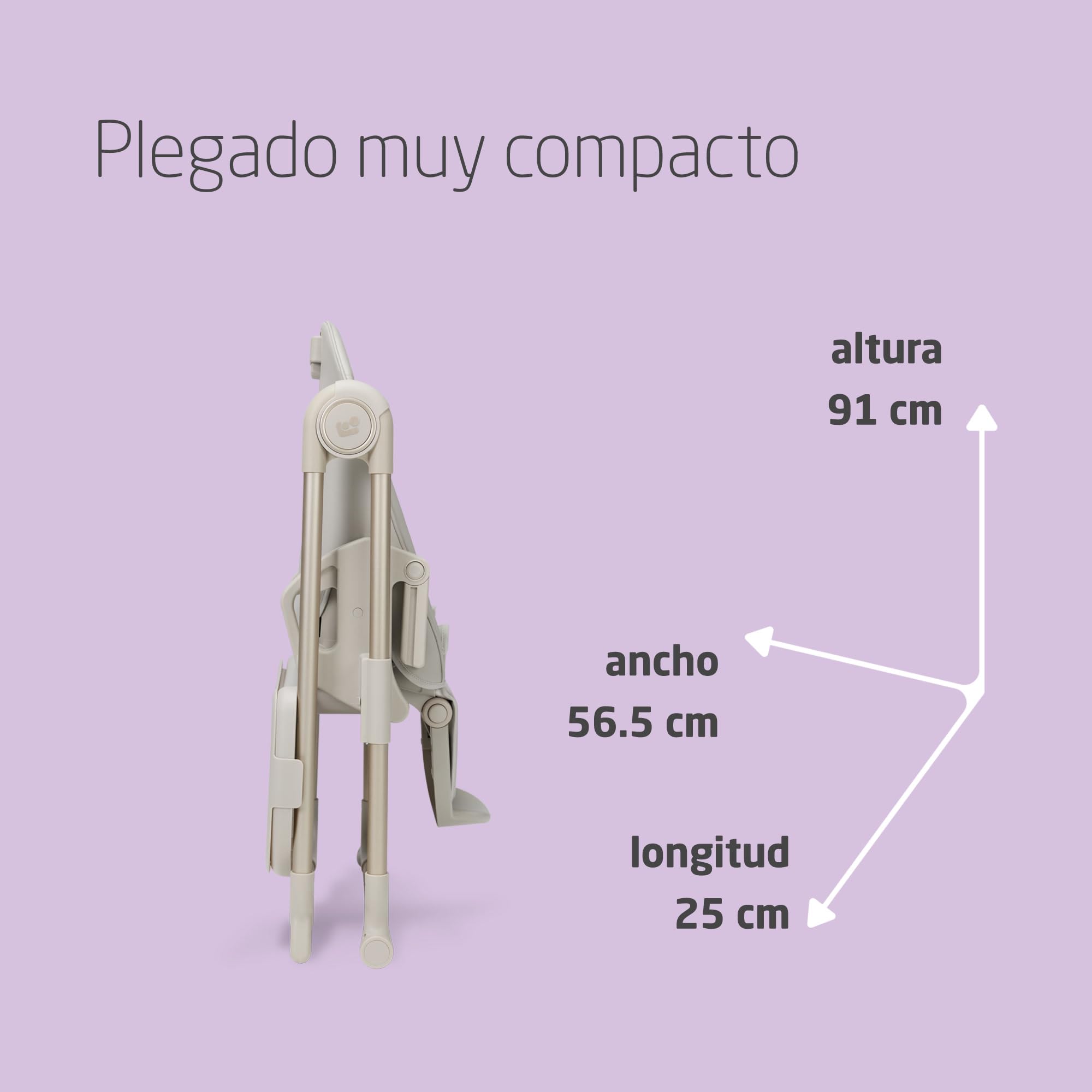 Maxi-Cosi Ava2 Trona de bebé, 0-3 años (máx. 15 kg), Trona bebé plegable y compacta, Ligera (9,45 kg), 5 ajustes de reclinado/6 de altura, Bandeja extraíble con una mano, 2 ruedas, Elegance Beige