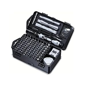 Juego de destornilladores de precisión 115 en 1, kit de herramientas de reparación profesional con cabeza plana y múltiples puntas para electrónica, teléfono, reloj, mantenimiento automotriz - mango