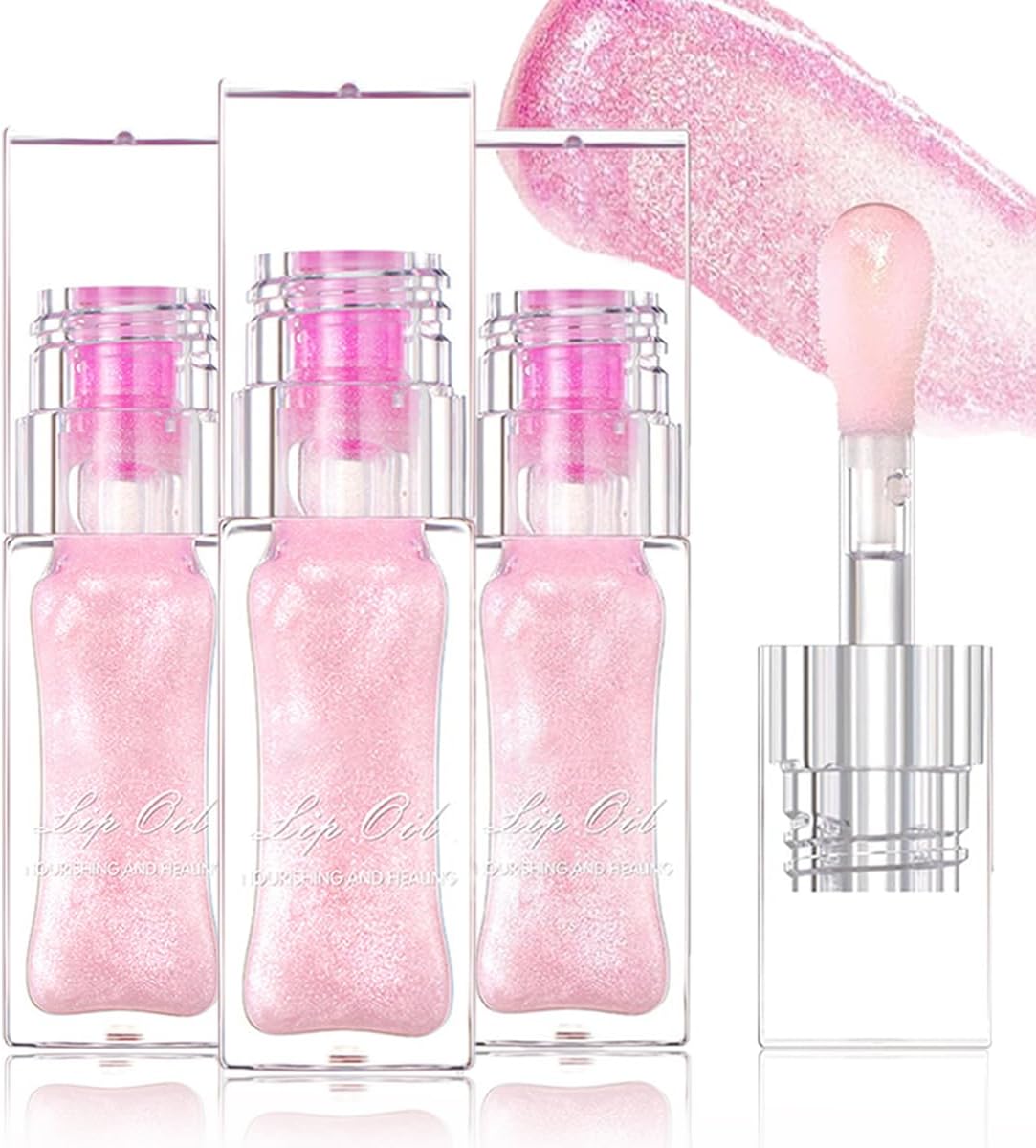 Sitovely Magic Color Changing Lip Oil Moisturizing Color Changing Lip Gloss, Shimmery Color Changing Lip Glow Oil, Nourishing Non-sticky Tinted lippenstift, 3 stuks