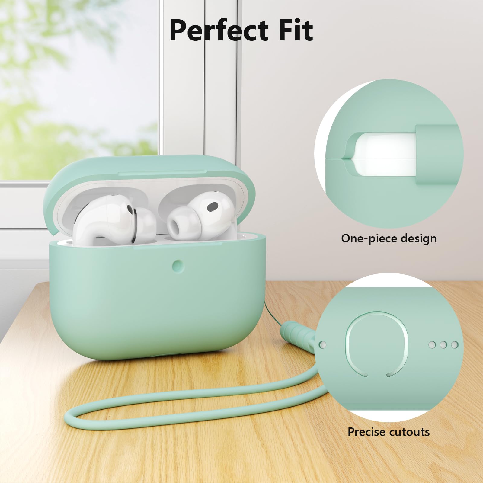 Funda para AirPods Pro 3 (2025) Case Cover, Anti-rasguños Fundas Protectora de Silicona Compatible con Airpods Pro 3.ª Generación con Kit de Limpieza e Lanyard de Silicona, Cloud Grey — view 6