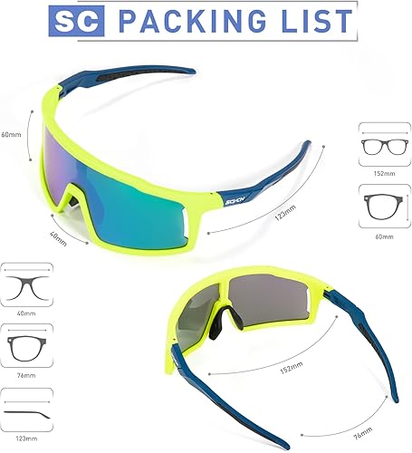 Miniatura 5 de SCVCN Gafas de ciclismo polarizadas con 3 lentes intercambiables para hombres y mujeres MTB Bike