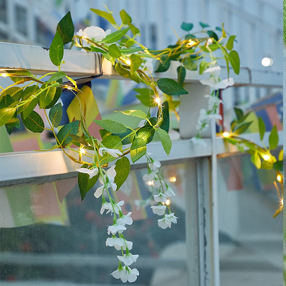 Treer-Shop White Flower Light Solar Power Outdoo String Lights, Treer Plant Style Garden Led Christmas Trees Decor Light Waterproof Solar Patio Lights For Decoration Strings Party (,5M/50Led)