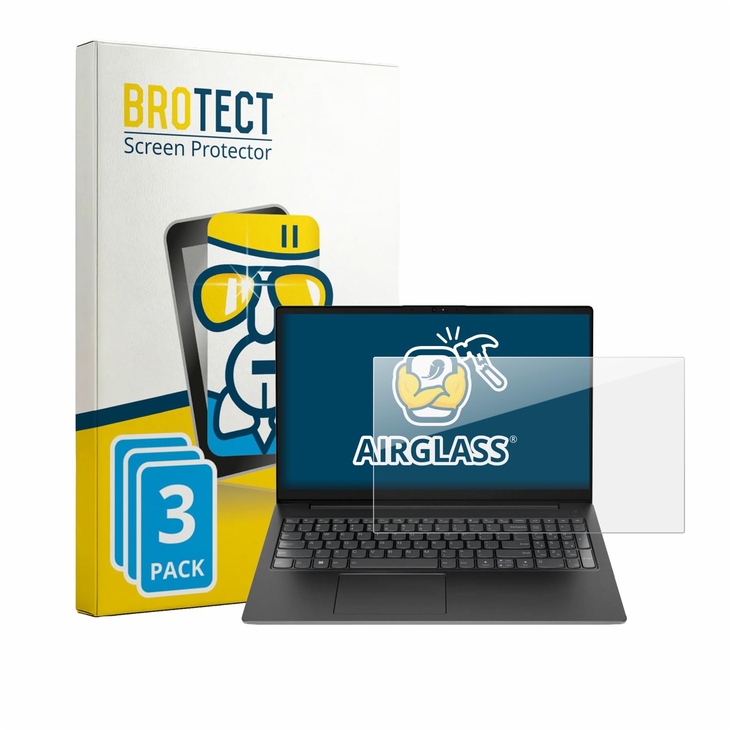 brotect Pellicola Protettiva Vetro per Lenovo V15 7915 Protezione Schermo (3 Pezzi) [Durezza Estrema 9H, Chiaro]