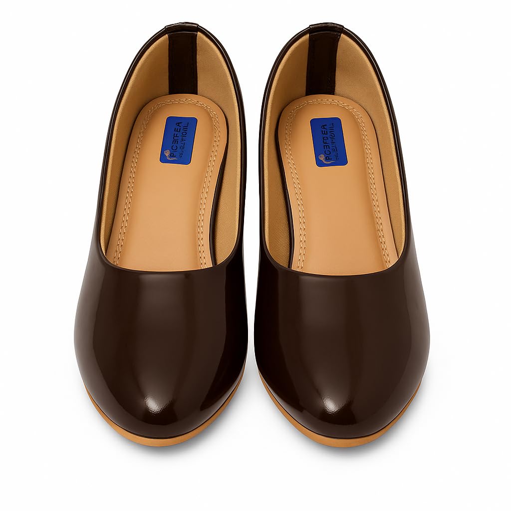 Women's Pump Block Heel Round Toe Slip On Footwear for Casual Wear (Brown -7)-picture-10