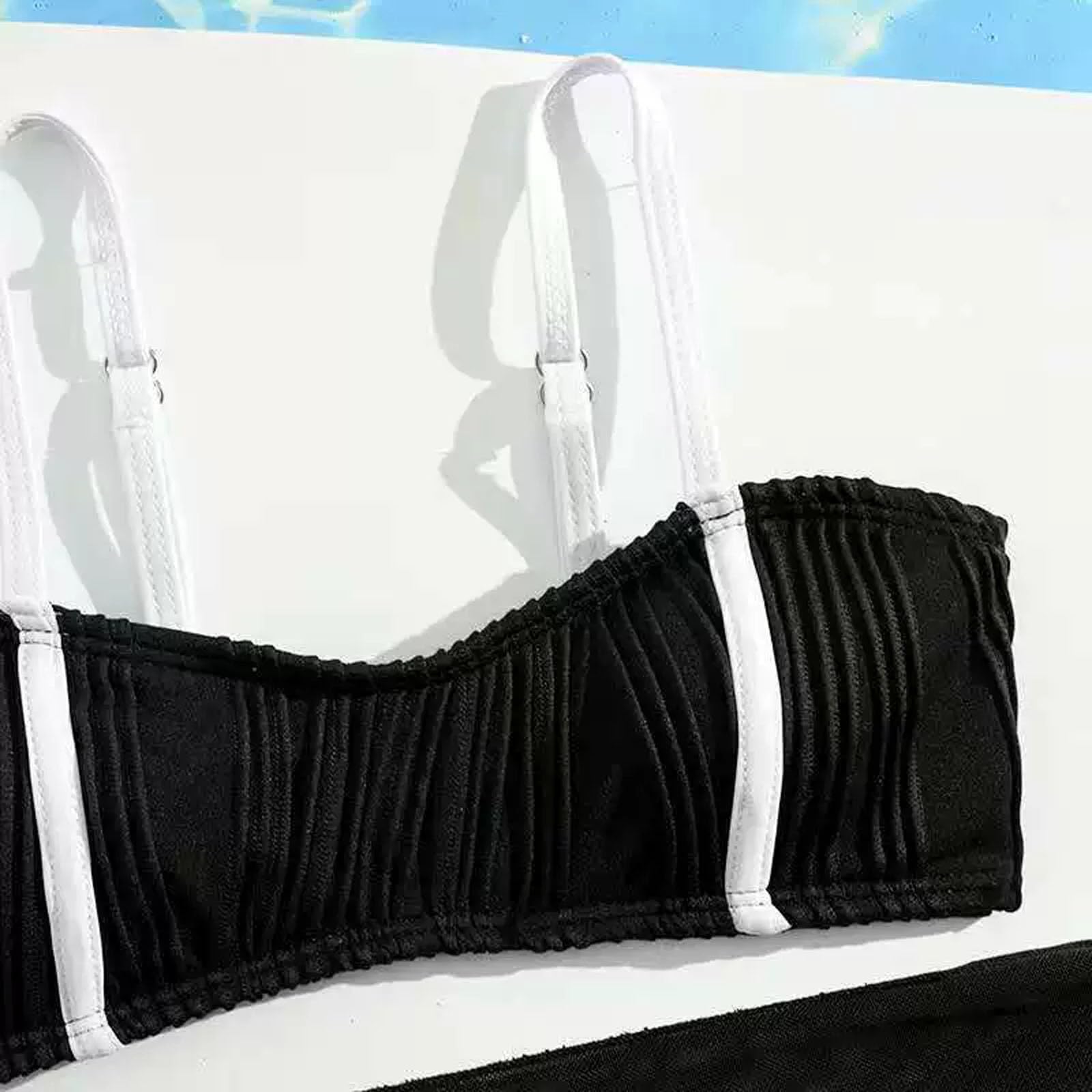 Generisch Bikini para adolescentes y niñas, traje de baño de dos piezas para niñas, tankini monocolor con protector de sarga y bañador a juego para playa y piscina en verano