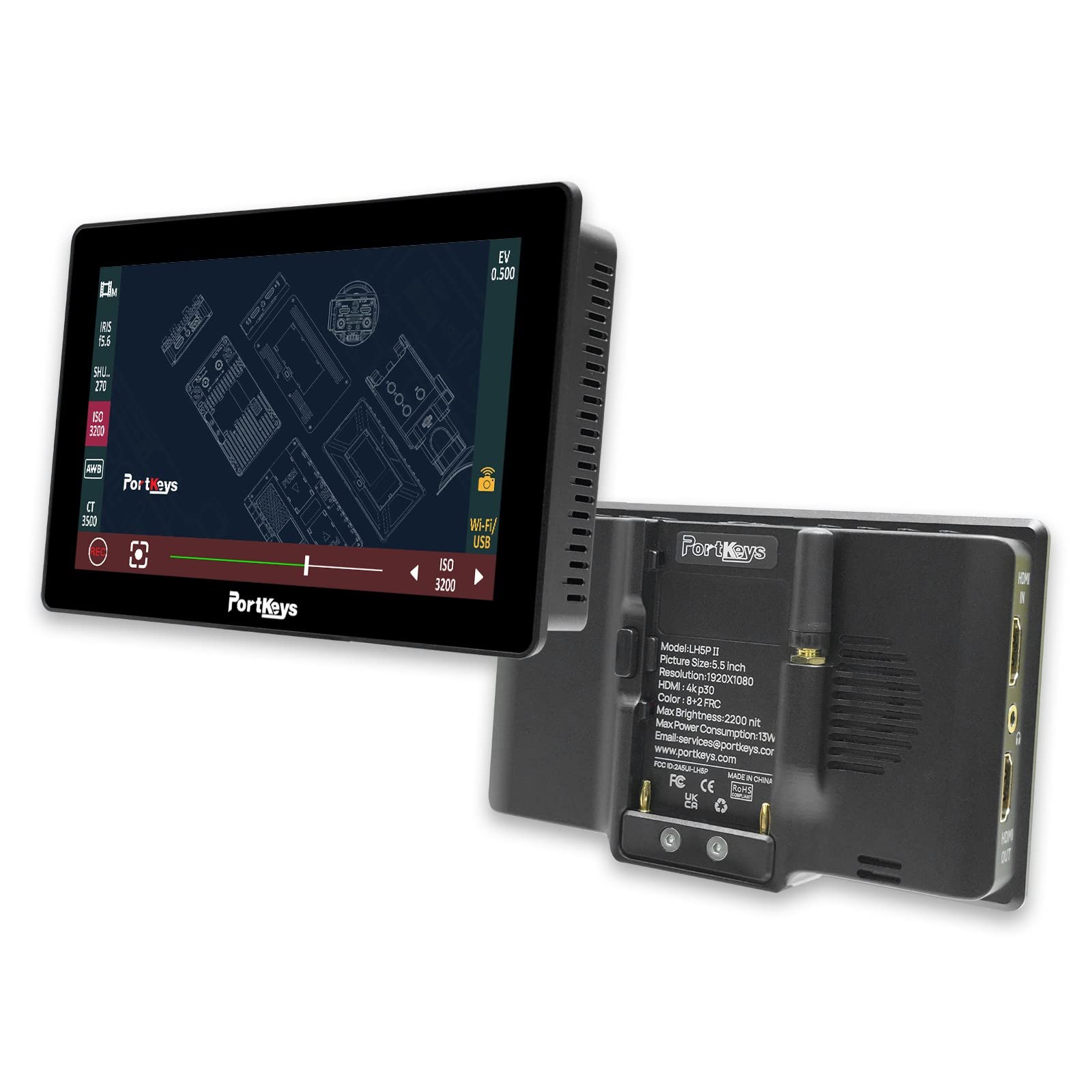 PortKeys モニター Portkeys BM7 II DS 7 Inch SDI Field Monitor for Video Cameras