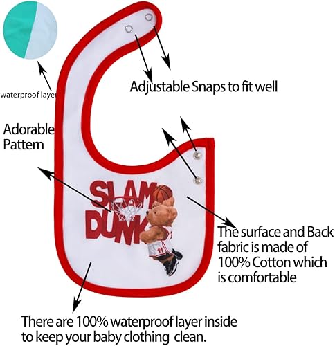 Miniatura 2 de Maiwa - 6 paquetes de baberos impermeables de algodón para bebés, niñas y niños, con broches para babeo y alimentación