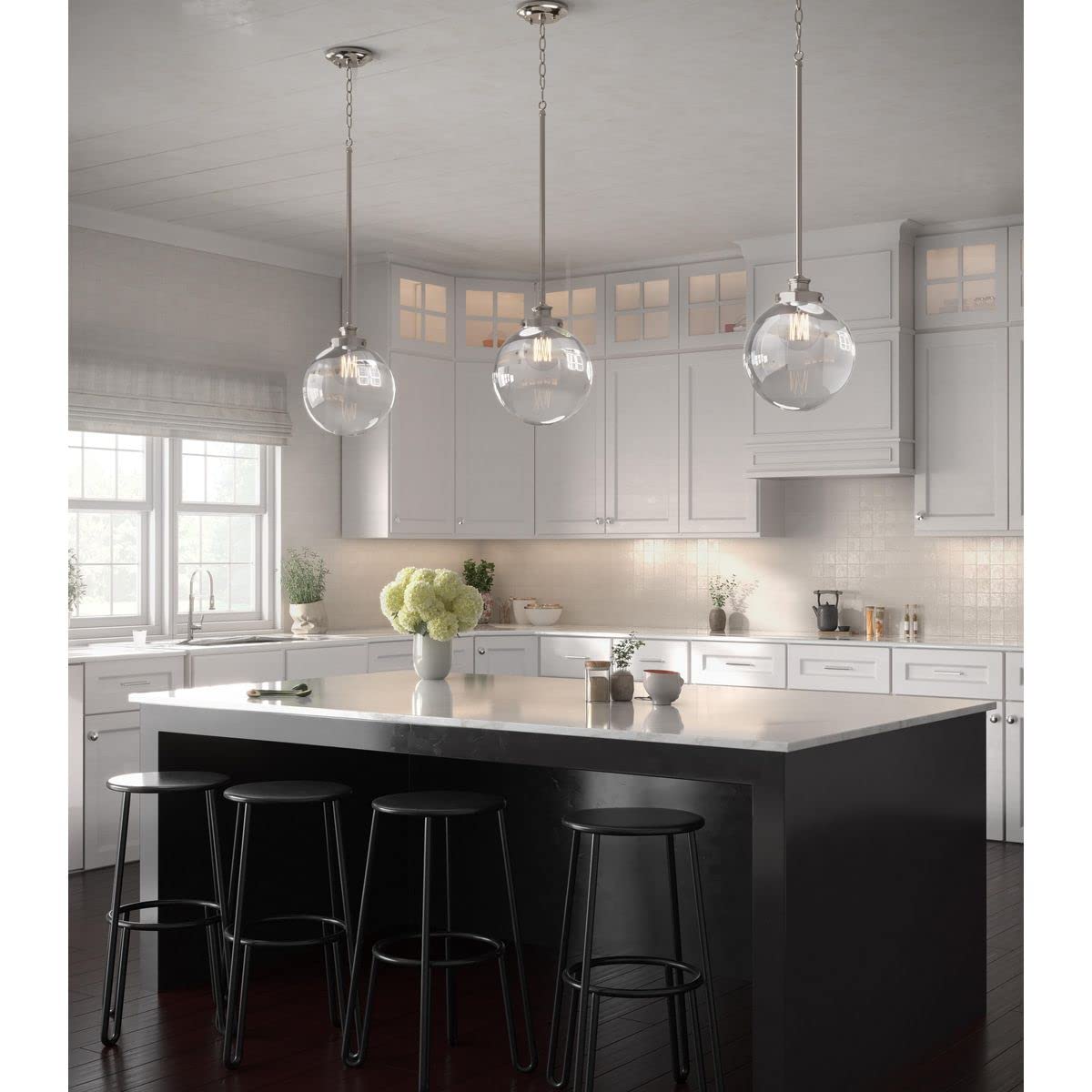 Penn Collection 1-Light Clear Glass Farmhouse Pendant Light Polished Nickel