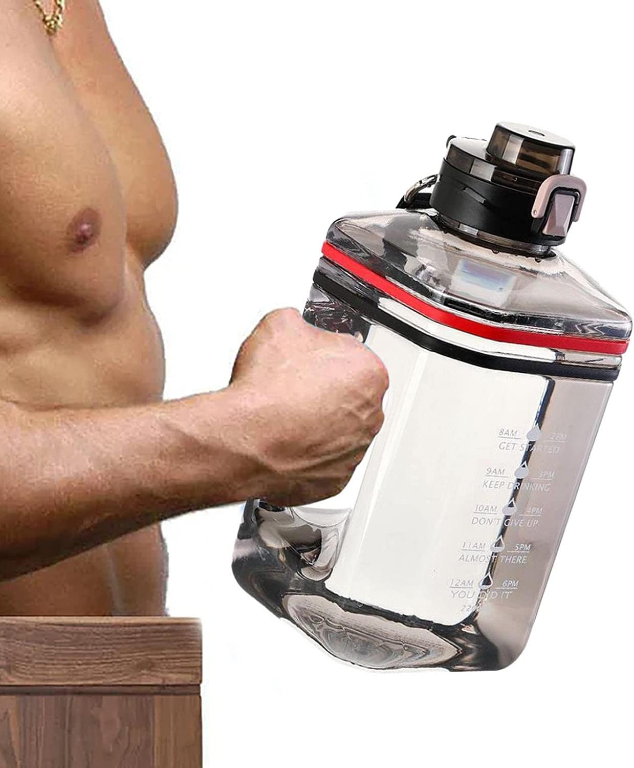 Rhyhorn Water Bottles 2.2L Sports Water Bottle with Time Markings -PETG BPA Free Jug Leak Free Large with Handle Durable Reusable for Gym, Training, Hiking, Travel, Office, School (Black) (B0BNMT57GF) Amazon Price History, Amazon Price Tracker