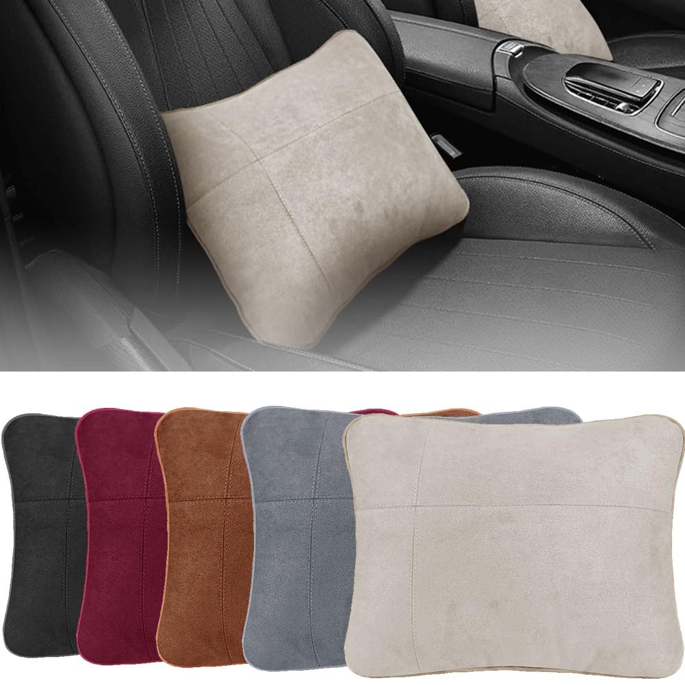 Coussin de soutien lombaire et cervical S pour voiture - Dossier toutes saisons en tissu daim - 27 x 23 x 10 cm