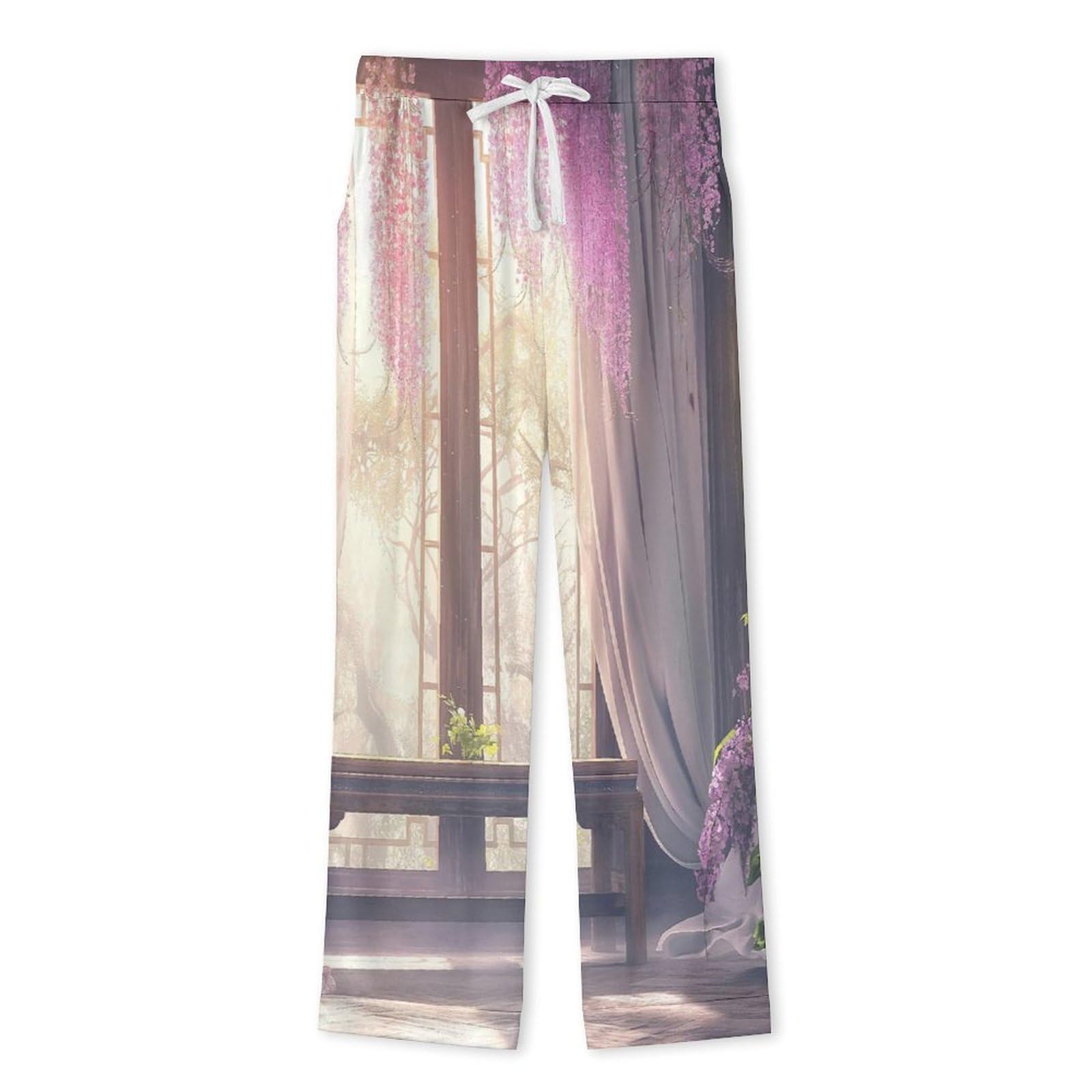 OLEETS Pigiama A Maniche Lunghe da Uomo - Vista dalla Finestra Top E Pantaloni in 2 Pezzi Pigiama Casual E Ampio A Maniche Lunghe Morbido Autunnale E Invernale.