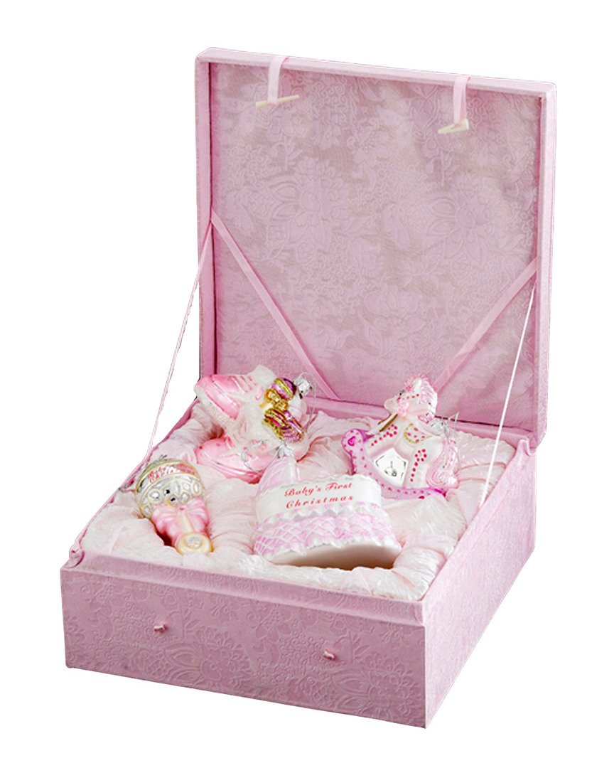 Kurt Adler NB0017G Noble Gems Glass Baby Girl Ornament, 4 Piece Set for Christmas