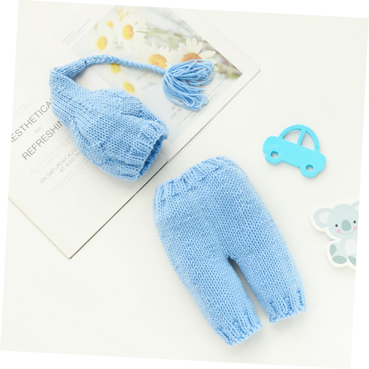 Artibetter 3piezas De Sombrero De Flecos para Bebés Traje De Fotografía De Recién Nacido Mano Ropa Tejida