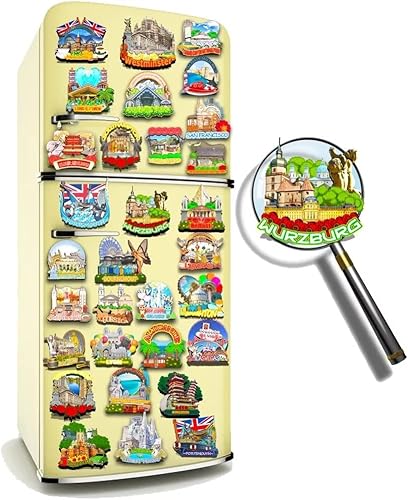 Miniatura 4 de Imán de Alemania Wurzburg para nevera de madera 3D, monumentos de viaje, coleccionables, recuerdos, decoración hecha a mano -292