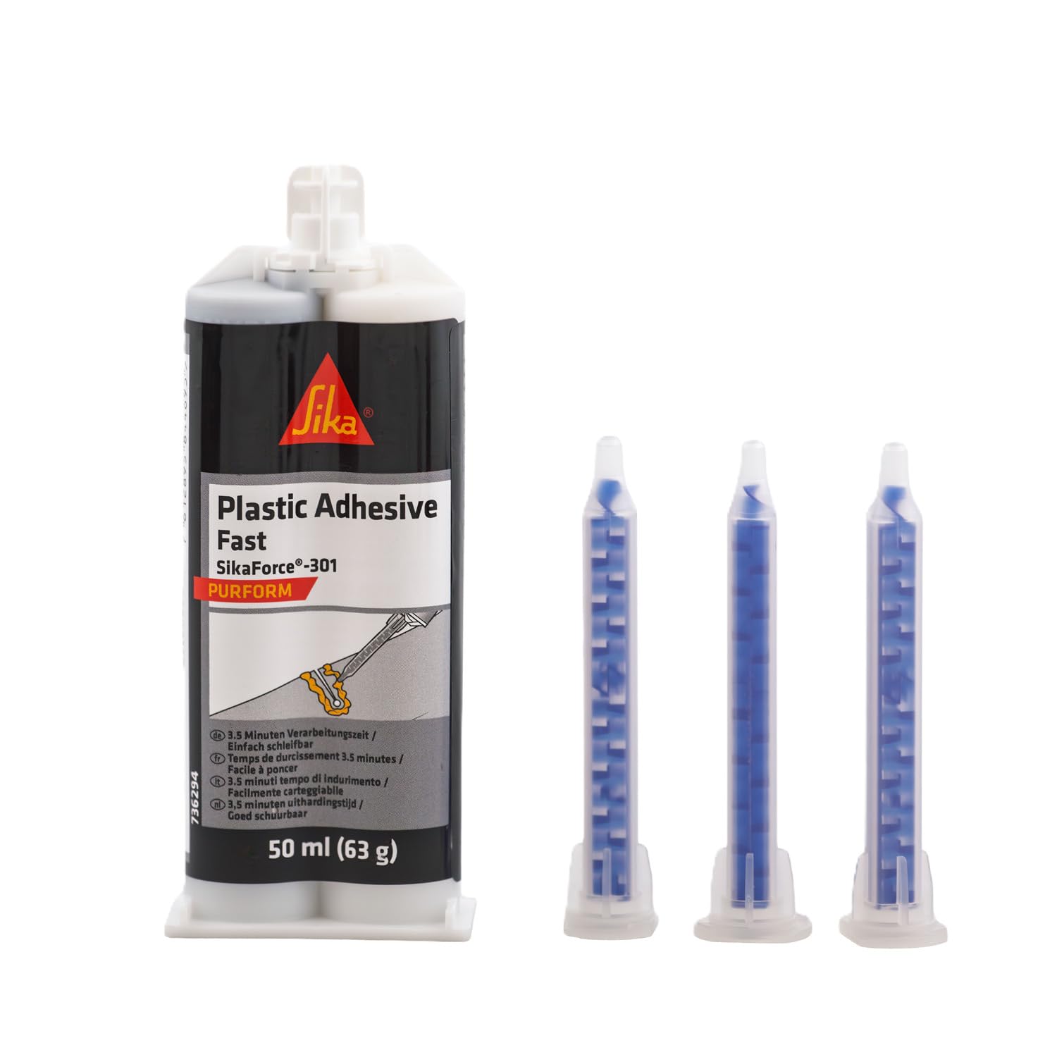 SIKA - 2k Kleber für das Auto - SikaForce-301 Fast - Kunststoffkleber aus Polyurethan - 50ml - Schwarz