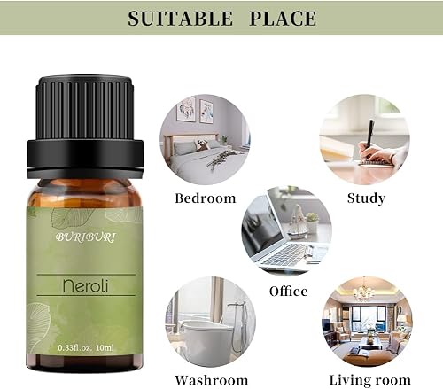Miniatura 6 de Neroli Aceite esencial orgánico 100% puro, sin diluir, natural, aceites de flor de naranja para aromaterapia para masaje, 0.3 fl oz