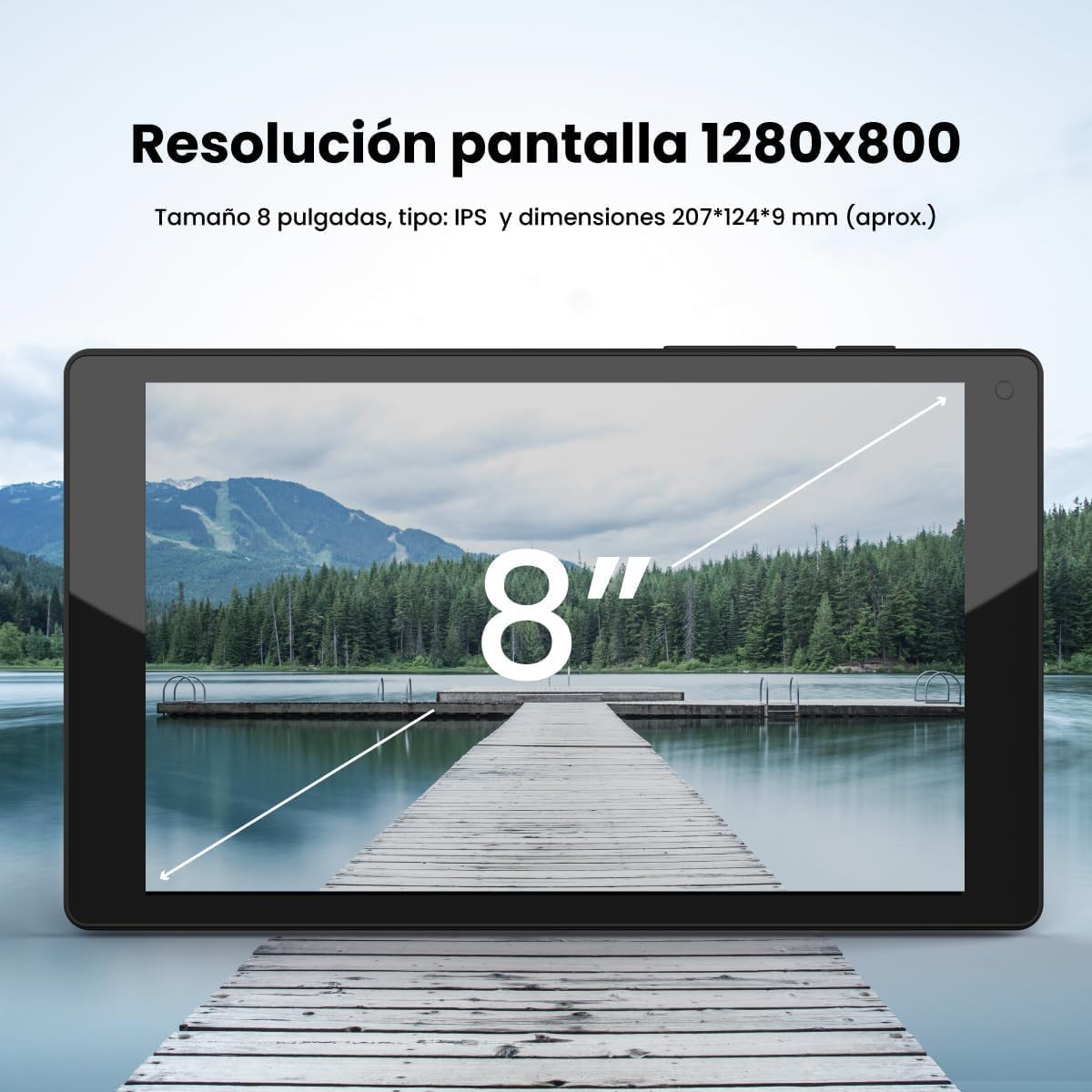 ADOC Telefon stacjonarny bez kabli, 4G D30, HD Voice, Volte, VoWiFi, Tablet wymienny 8", Android 10, Google GMS, Bateria 4000 mAh, Czarny.