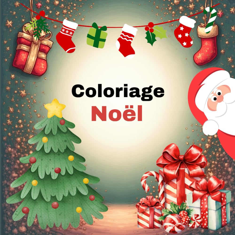Coloriage de Noël: livre de coloriage Noël , pour adultes et enfants avec scène hivernale festives , chaleureuses et animaux mignon