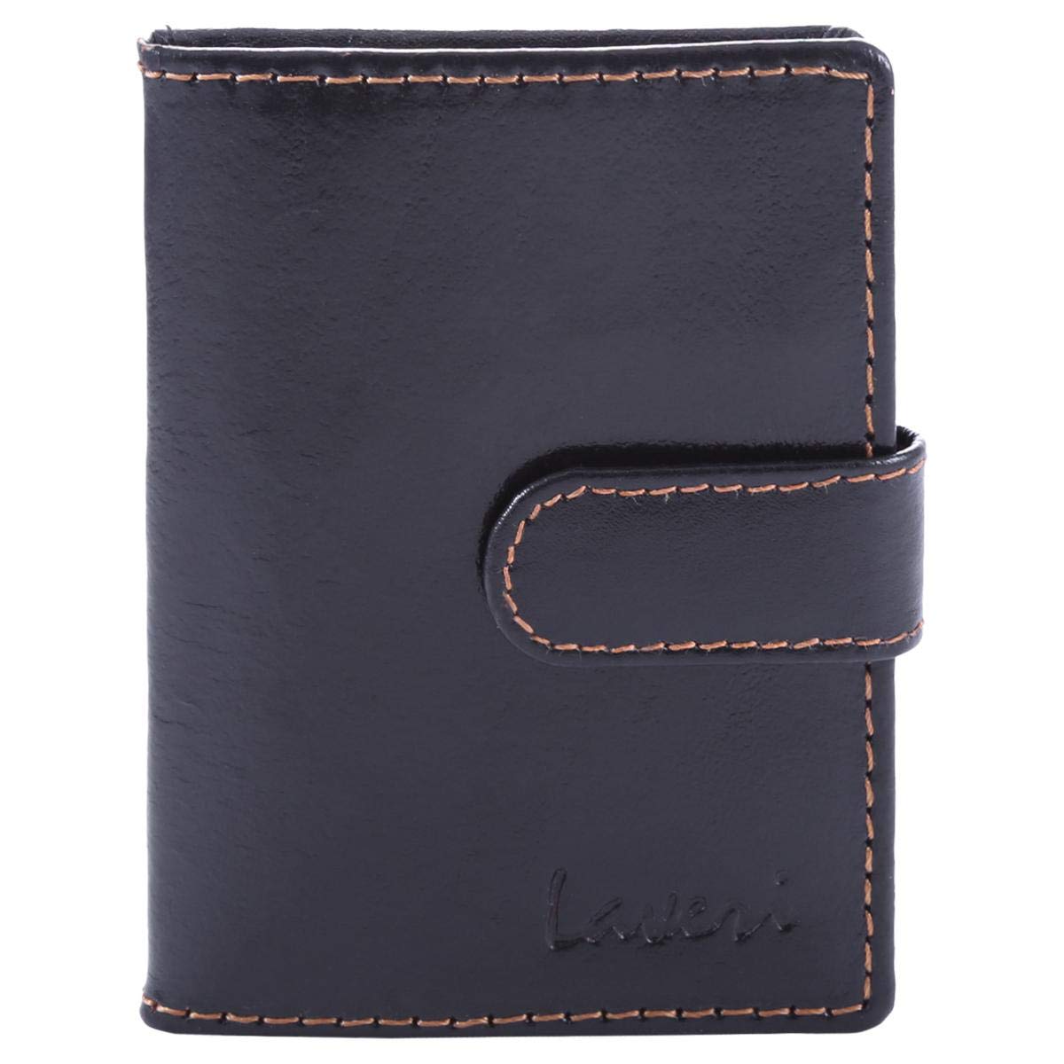 LaveriGenuine Leather Credit Card Holder Wallet Leather Card Holder for Unisex - Leather, Black