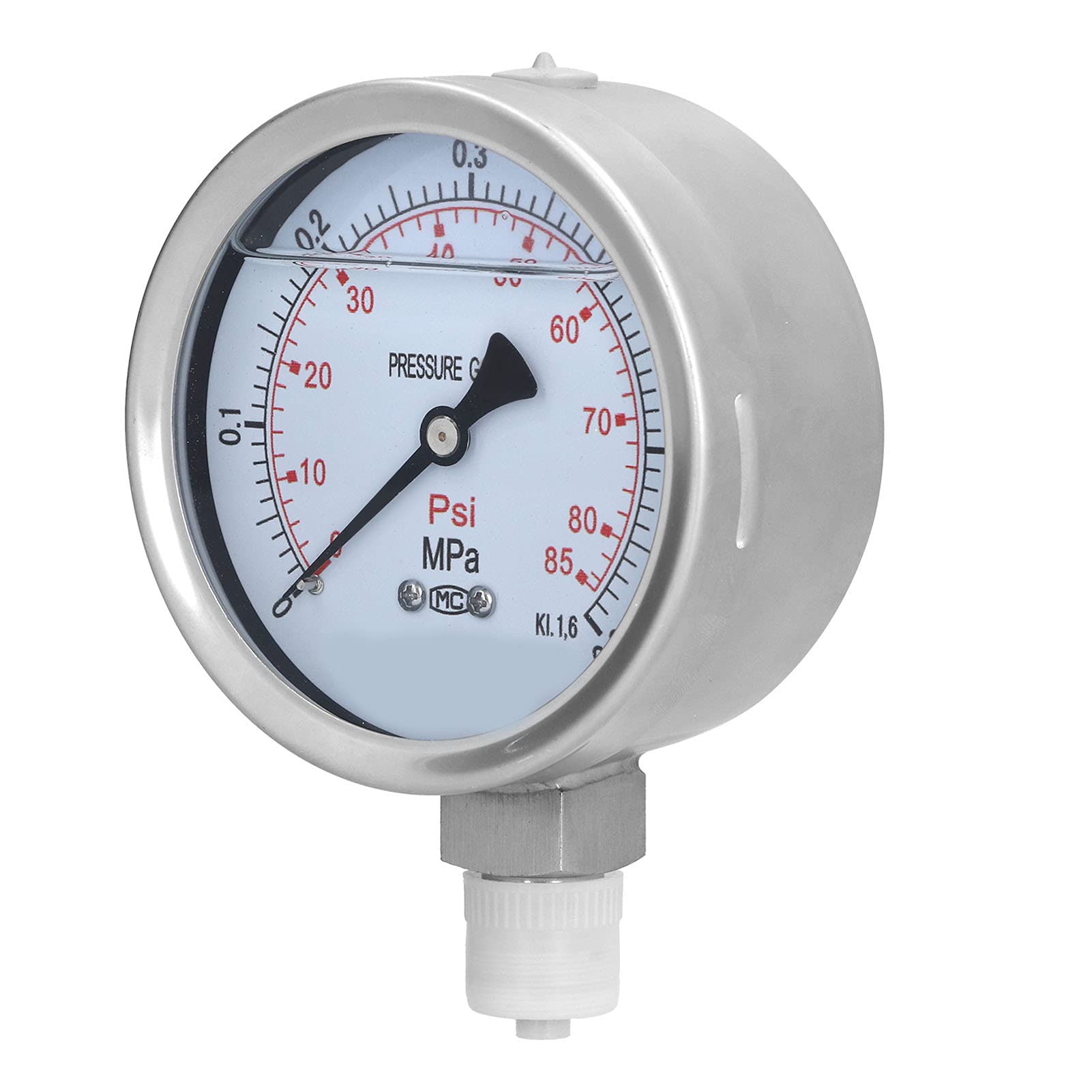KUIDAMOS Manómetro Y‑100BF Lleno de Aceite Resistente a Golpes para Tuberías Industriales Acero Inoxidable 100 Mm