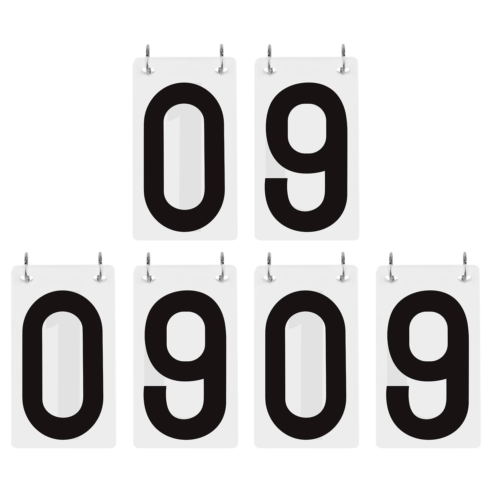 TopTie 6 Sets Numbered Score Board Cards 3-1/8 x 5-1/2 Inches Portable 0-9 Flip Scorekeeper