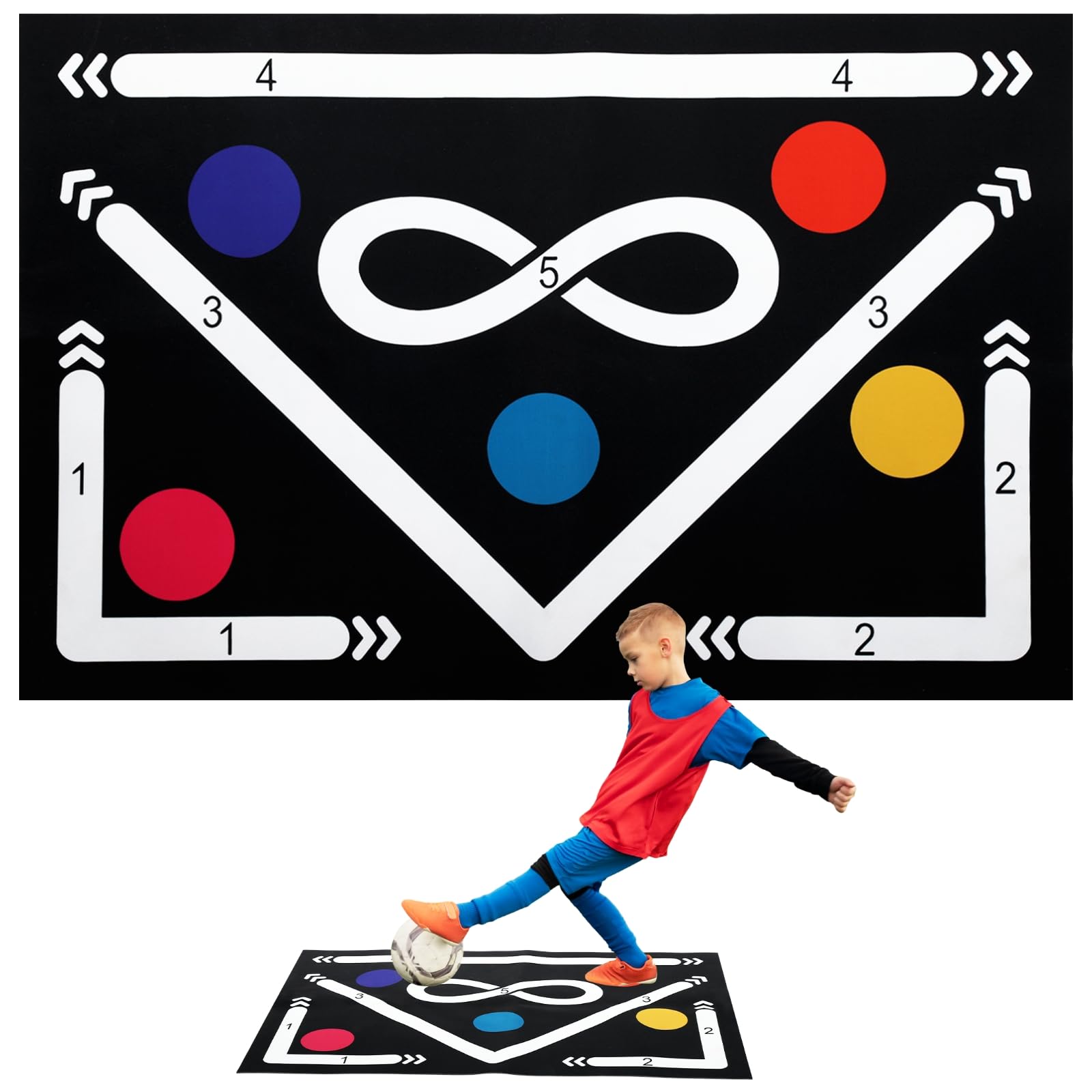 YOFAPA Non-Slip Football Footstep Training Mat, 23.6 x 35.4 in Soccer Training Mat, Noise Reduction Indoor Soccer Footwork Mat