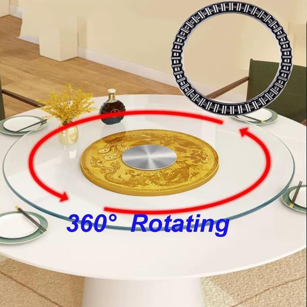 Plateau Tournant Rond en Verre Lisse avec Base, 60 Cm, 71 Cm, 81 Cm, 91 Cm, 101 Cm, pour La Maison, La Cuisine, L'Hôtel, Le Restaurant (60 Cm/24 Po)