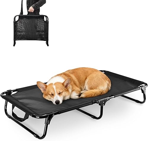 Miniatura 10 de Cama elevada para perros al aire libre para mascotas grandes, cama elevada para perros plegable plegable para perros, cama de refrigeración para