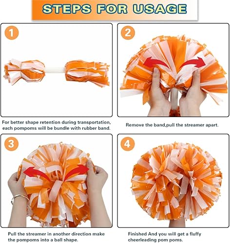 Miniatura 5 de 2 pompones de plástico para animadoras con mango de bastón para niños y adultos, para animar a fiestas de espíritu de equipo deportivo