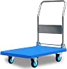 Heavy Duty Platform Truck with Mute Wheels & Foldable Metal Handle - Plastic Push Cart for Baggage Books & Moving - High Load Capacity Hand Trolley Size: 350-mu