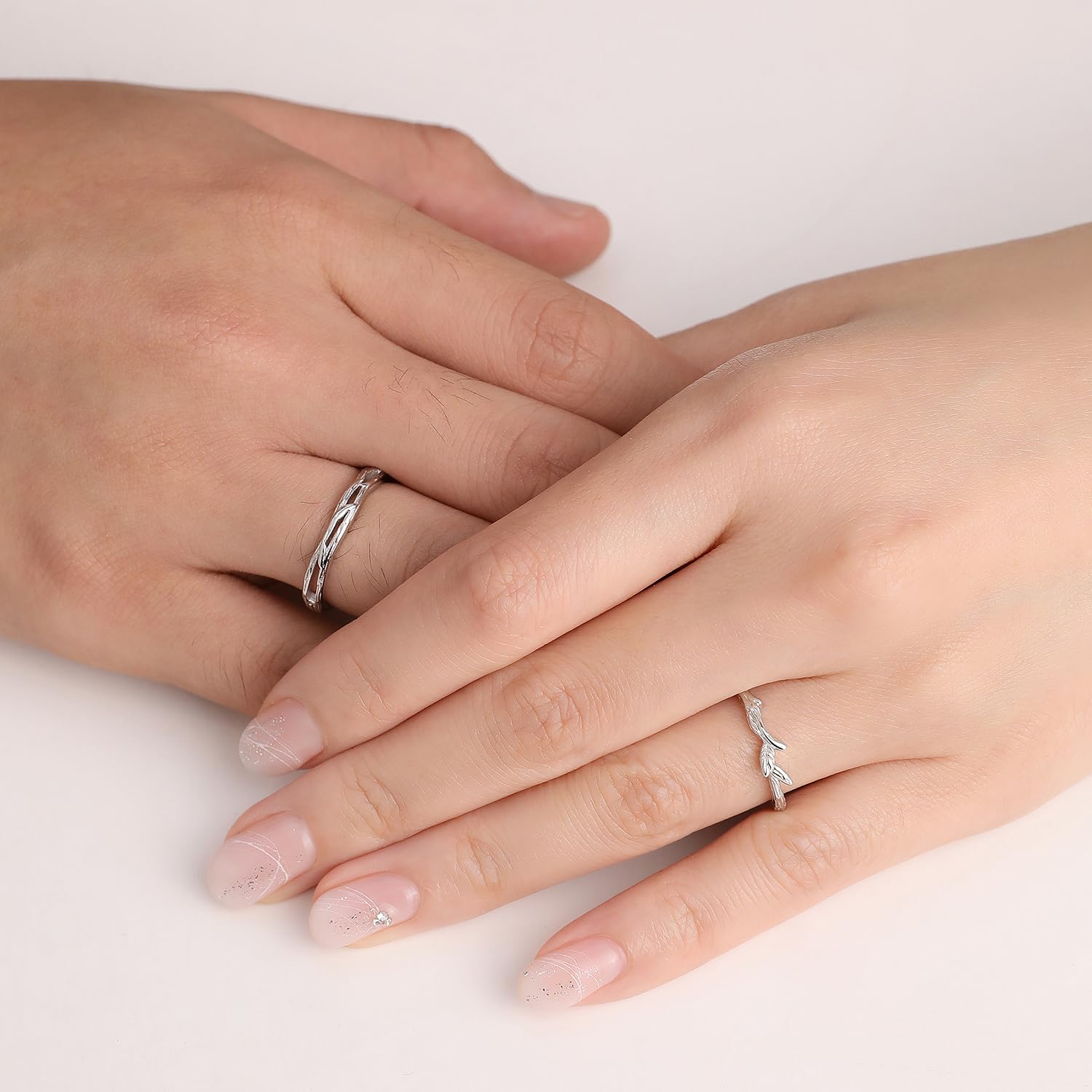 Meissa Bague Couple pour Hommes et Femmes Argent 925 Éternité Promesse Fiançailles Bagues engagement Réglable Anniversaire Bague De Mariage Bague Bijoux Cadeau