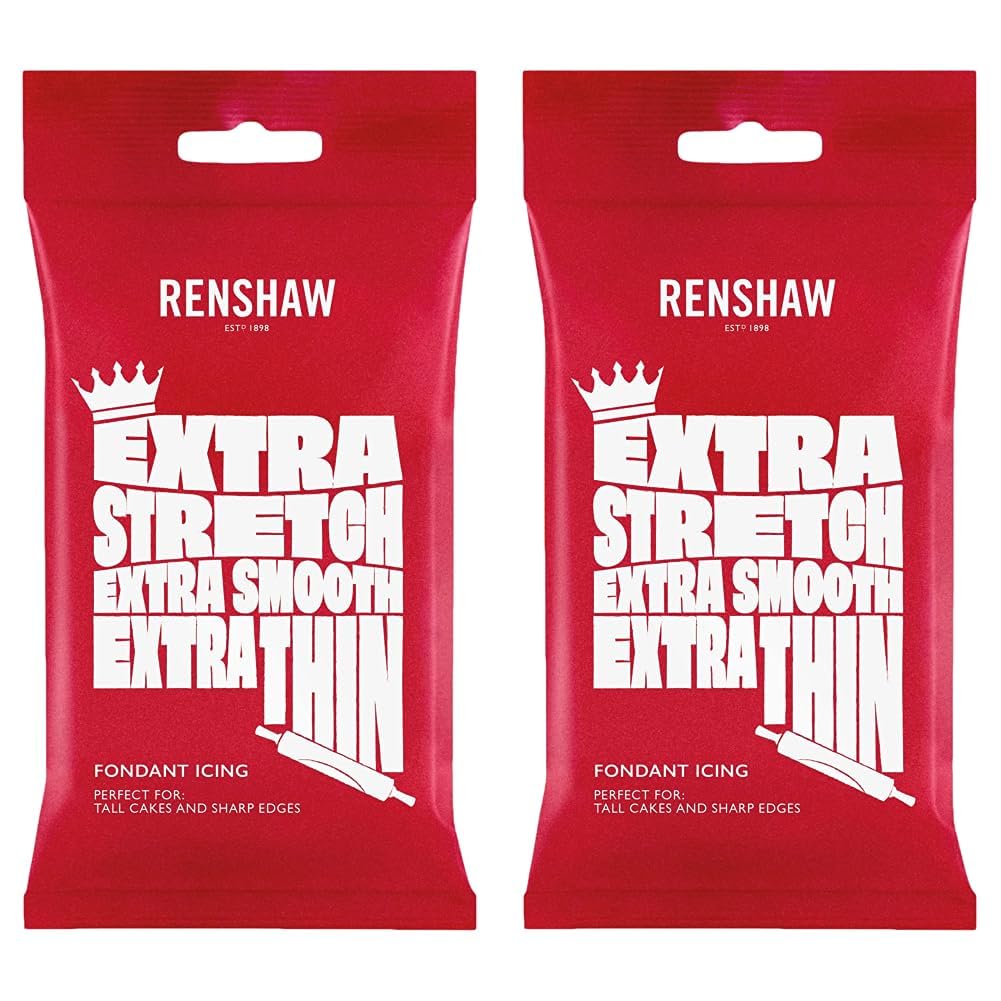 RenshawExtra Stretch, Extra Smooth, Extra Thin Fondant Icing - White, 1 kg (Pack of 2)