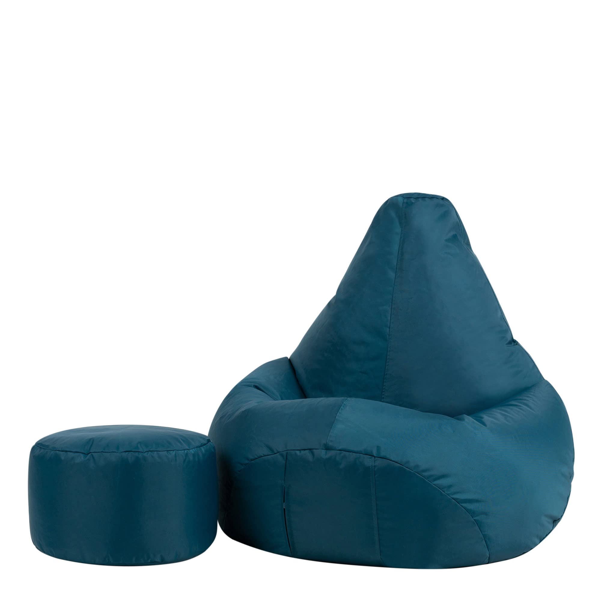 Bean Bag BazaarHigh Back Bean Bag Chair with Footstool, Teal Green, Large Indoor Outdoor Adult Bean Bag with Filling Included, Living Room, Garden, Patio