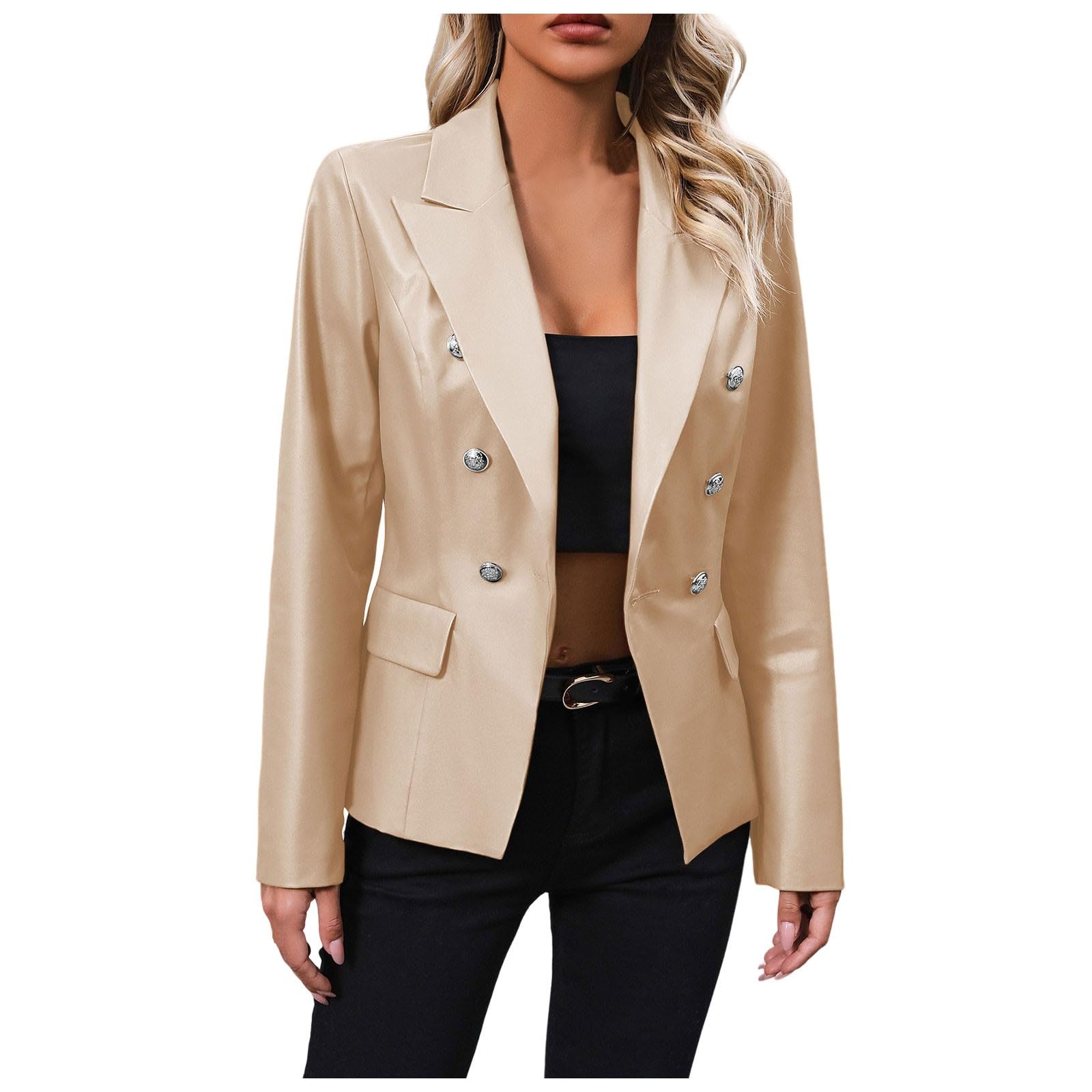 Giacca Similpelle Donna Pelle Giubbini Retro Giubbotti Sottile Corto in Giubbino Casuale Giacche Oversize Lunga di Giacchetta Slim Giacchetto Moda Giubbotto