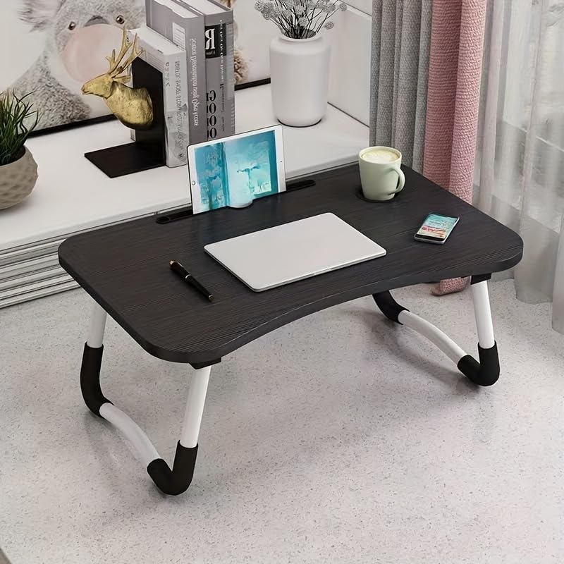 Bandeja para Cama, Mesa Plegable de Desayuno Mesa Ordenador Portátil Multifunción Mesa de Ordenador portátil para Cama y sofá (SIN Cajon, Black)