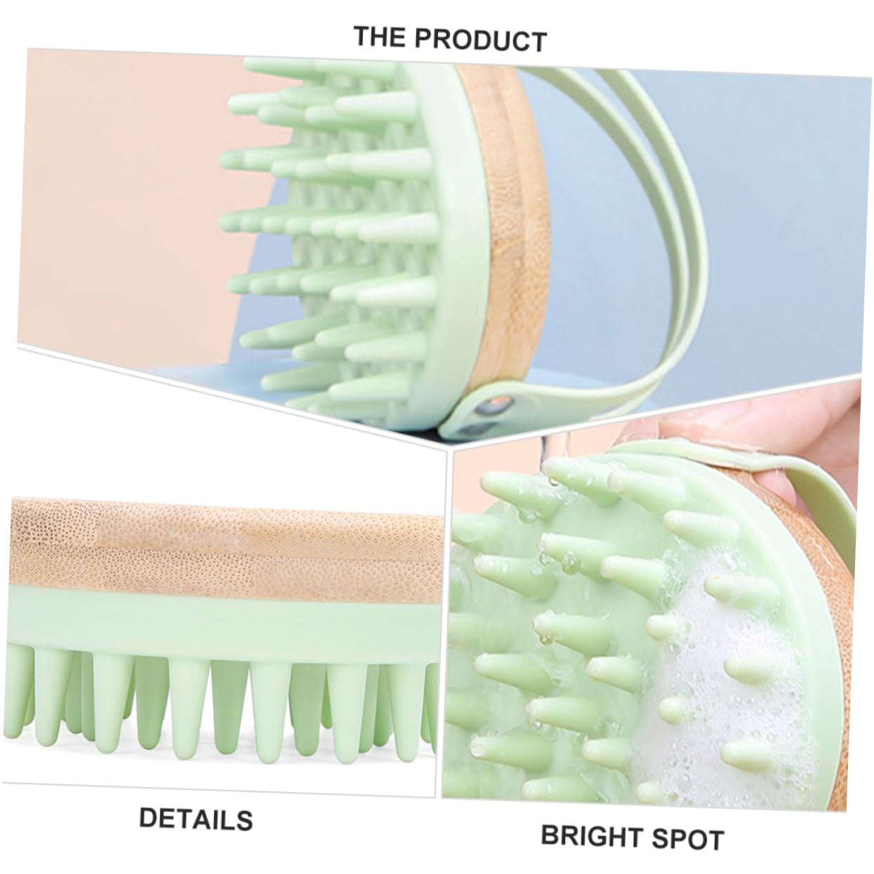 3 Pz Spazzola Per Shampoo Spazzola Per Cuoio Capelluto in Silicone Spazzoloni Siliconici Lavatesta Esfoliante a Antiforfora Commestibile Testa in Silicone Bambù