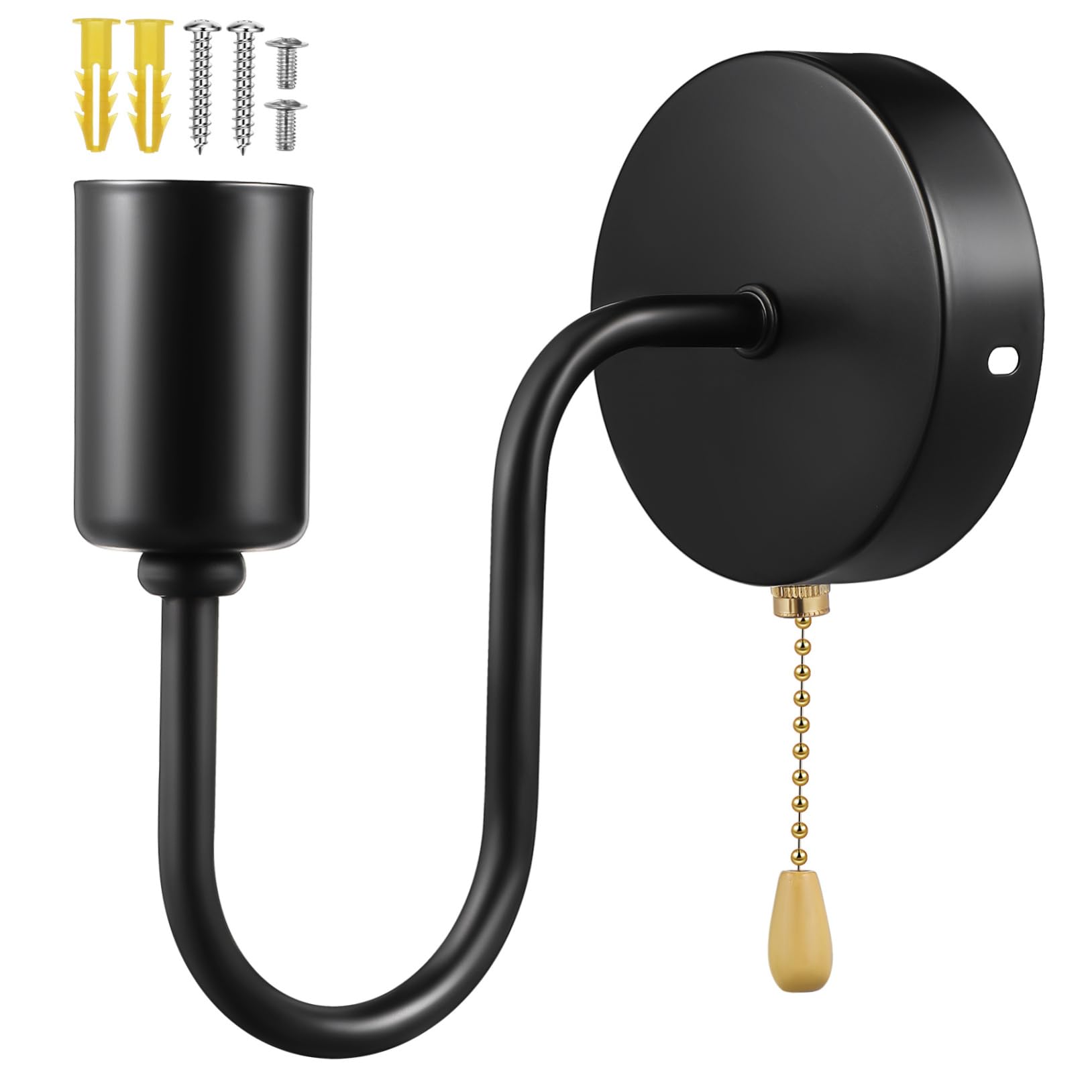 Aplique de Pared E26 de Hierro Vintage con Cadena de Tracción para Dormitorio rústico 8