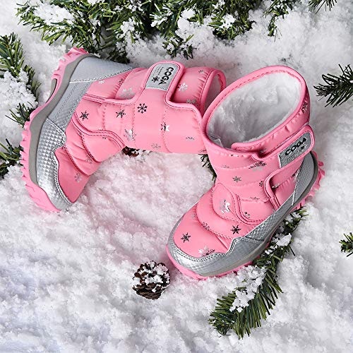 JACKSHIBO Girls Boys Outdoor Waterproof Winter Snow Boots,Pink,11.5 M US Little Kid/17.8 cm/30