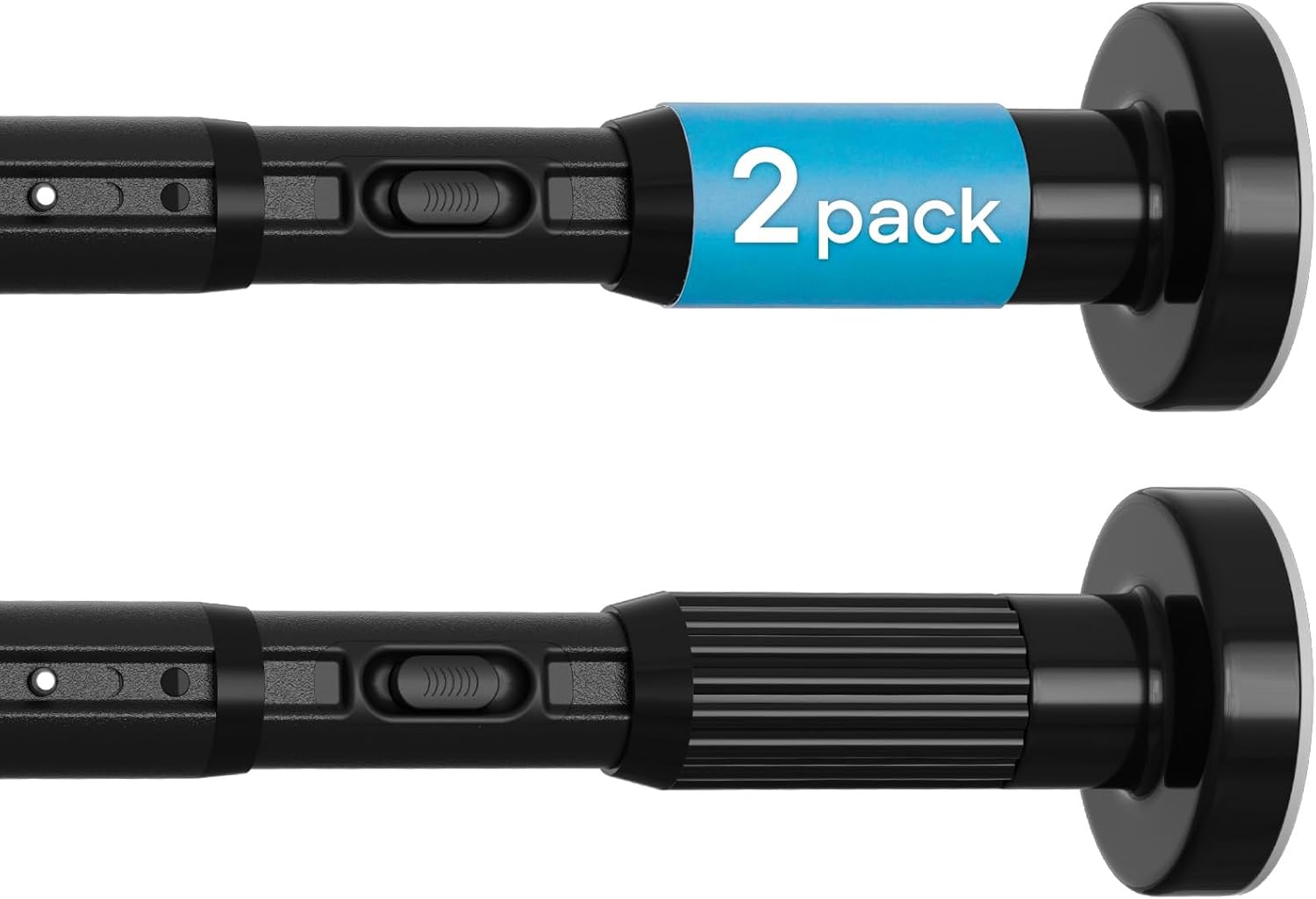 2pack Tension Curtain Rod 41-126 In(4-10Ft) Long Shower Curtain Rods No Drilling Outdoor Tension Rods For Patio Black Shower Rod For Window Or Bathroom，Rod Diameter 1.26in-One-Bond Stretching