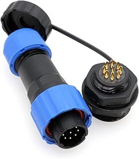Conector circular SD16 de 9 pinos para aeronáutica, impermeável, IP68, plástico, conector rápido para montagem em painel, 5 A, cabo de 18 AWG